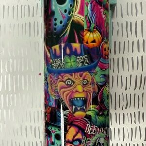 Neon Horror-Themed Tumbler